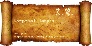 Korponai Margit névjegykártya